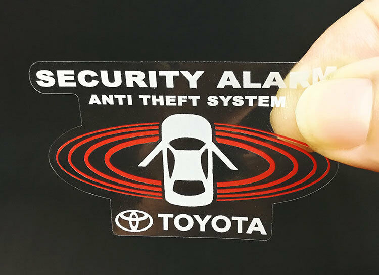 2 Car Alarm Decals For Toyota, Inside/outside Glass, Security Window Stickers