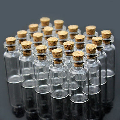 Lots 100pcs 1ml 11x22 Mm Small Tiny Empty Clear Glass Vials Bottles With Cork