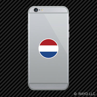 Round Dutch Flag Cell Phone Sticker Mobile Die Cut Netherlands