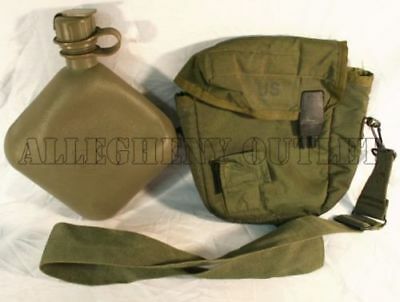 Collapsible Canteen 2 Qt Quart & Od Cover Carrier & Strap Us Military Army Vgc