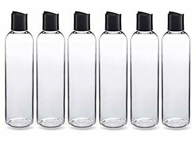 8 Oz Clear Plastic Empty Bottles With Black Disc Top Caps, Refillable