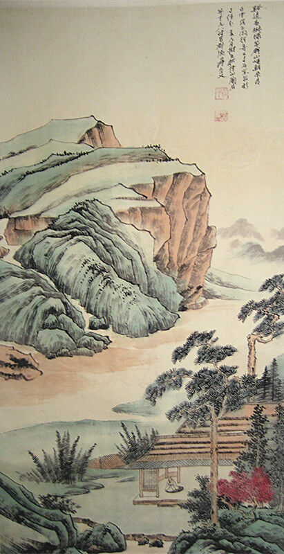 Chinese Beautiful  Painting Scroll About Landscape By Zhang Daqian 张大千 广袤山水