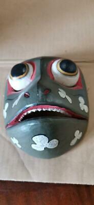 19 Cm Asian Traditional Wood Carving Mask Wall Hanging Decoration Vintage Used
