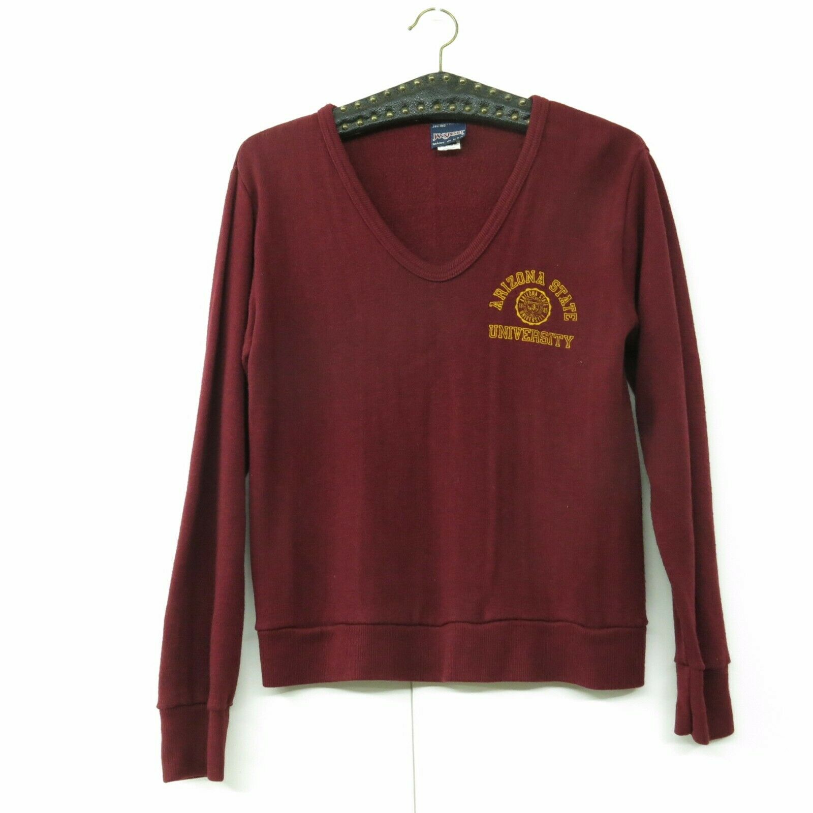 Vtg Jansport Asu Arizona State University Usa Made V-neck Sweatshirt Sweater M