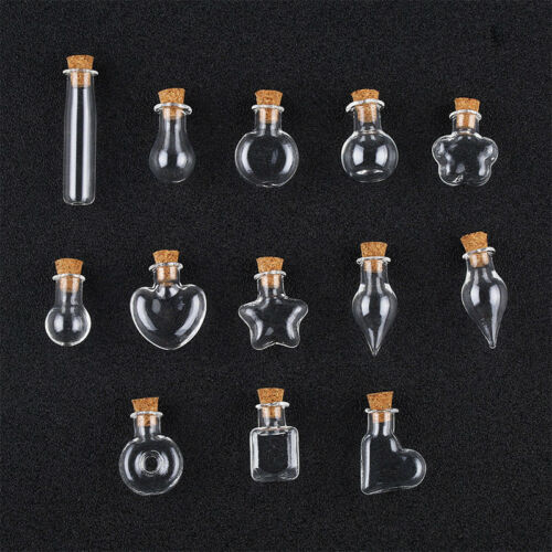 10pcs Small Bottle Tiny Clear Empty Wishing Glass Message Vial With Cork Stopper