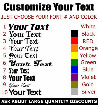 .5"- 5" Custom Vinyl Lettering Decal Personalized Text Sticker  Choose Your Size