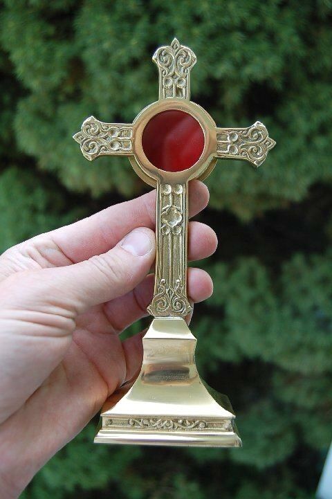 + Very Nice True Cross Reliquary For Your Relic + 7 1/2" Tall + Chalice Co.(289)