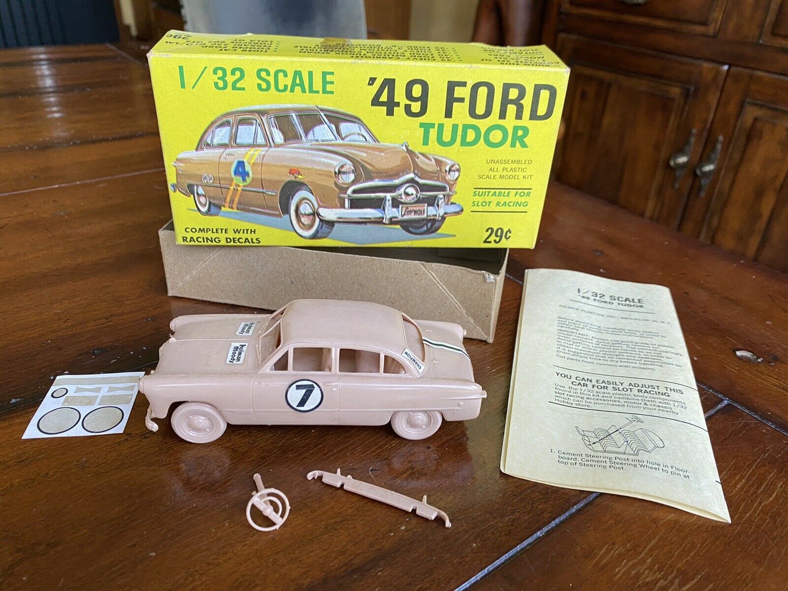 Vintage Palmer Plastics 1949 Ford Tudor Model Kit Car 1/32 Partially Assembled