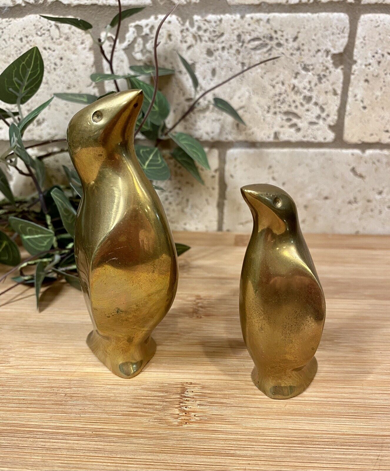 Vintage Pair Of Brass Penguins