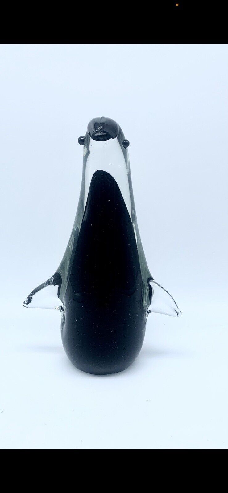 Art Glass Murano Style Penguin Figurine Hand Made Paperweight Decor  7" H X 5" W